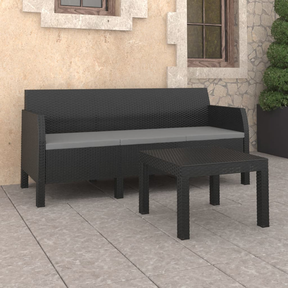 Salon de jardin 2 pcs avec coussins PP Rotin