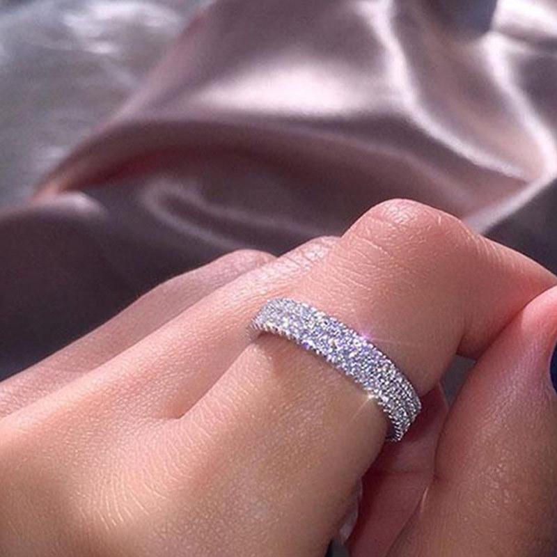 

New Bling Cubic Zirconia Women s Rings Geometric Square Band Design Luxury Fashion Female Ring for Party Zircon 6