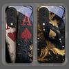 Creative The Ace of Spades Pattern Tempered Glass Phone Case for Huawei Honor 200 Lite 100 Pro 90 80 GT Magic 7 6 X8 X9 5G Cover