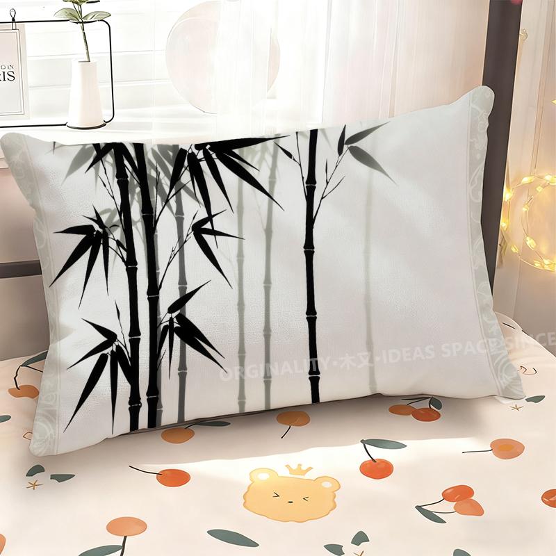 Bamboo Pattern Pillowcase Decor Suitable For Sofa Bedroom Car Pillow Cover Cushion Rectangular Back Cushion