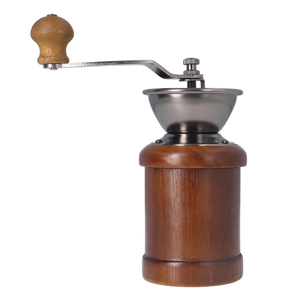 Coffee Grinder Manual Oak Stainless Steel Retro Ergonomic Crank Handle Conical Grinding   Portable Coffee Bean Grinder