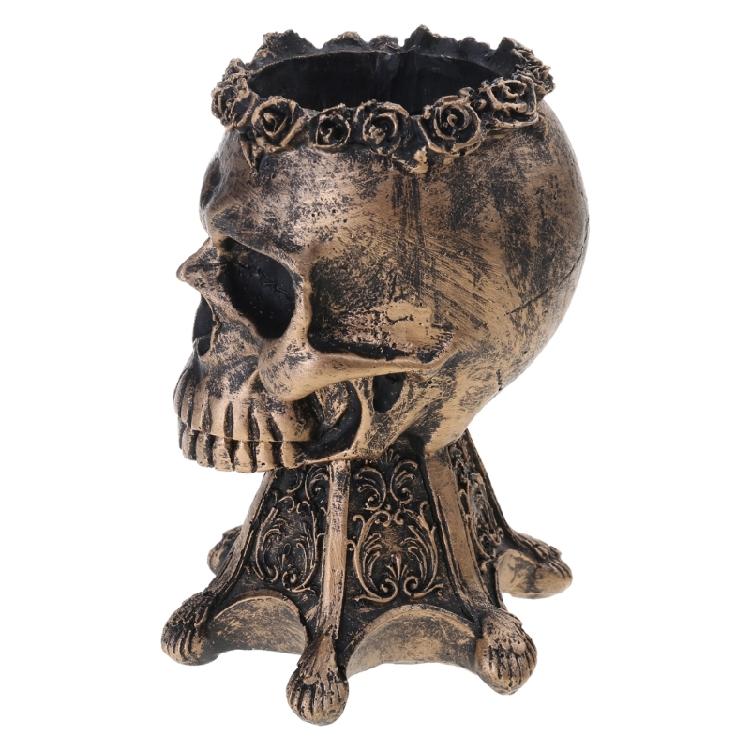 Alloy Skull-shape Resin Storage Jar Household Storage Porch Key Storage Cup