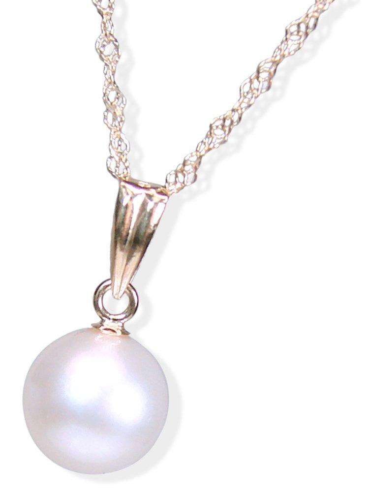 And My Jewelry 18K Gold Japanese Pearl Pendant Wrapping [Your Box] Necklace, Approx. 7.0mm (s8202) [June Birthstone] [Gift Available]