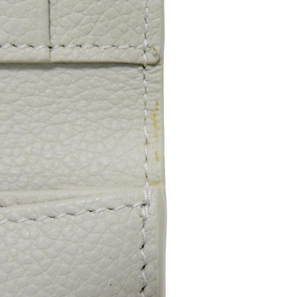 Used 9921 Business Card Holder 468994 7946 Grain Powder Textured Leather Bifold Logo Ivory Unisex from Japan AUTHENTIC