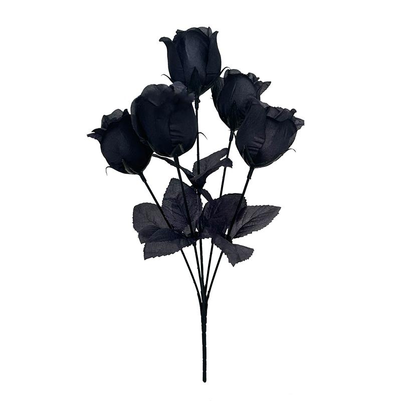 1 יחידה רקע צילום ורדים שחורים משי ריאליסטי פרחים עיצוב בית גותי ורד שחור מדומה 36 ס"מ
