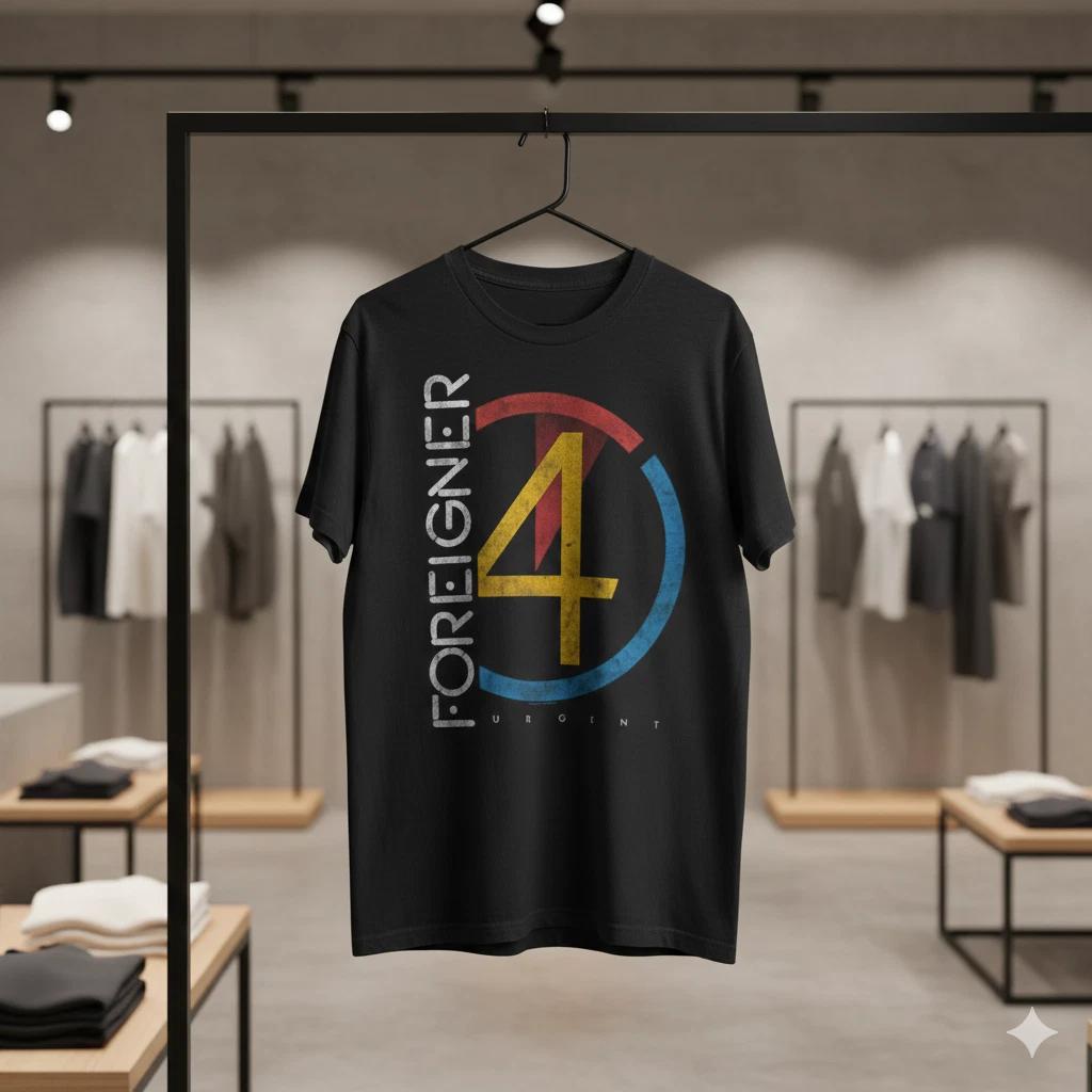 

Unisex Adult Classic Music Foreigner 4 Urgent Album Graphic T-Shirt... XL