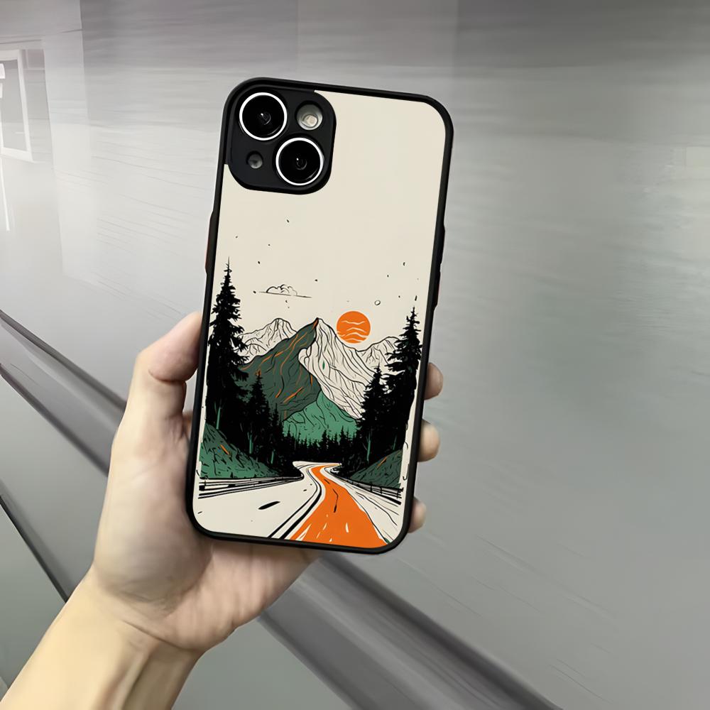 Nature Outdoor Camping Phone Case For Iphone 17 16 15 14 13 12 Pro Max Xr Air Plus Skin Feel Black Hard Shell Cover