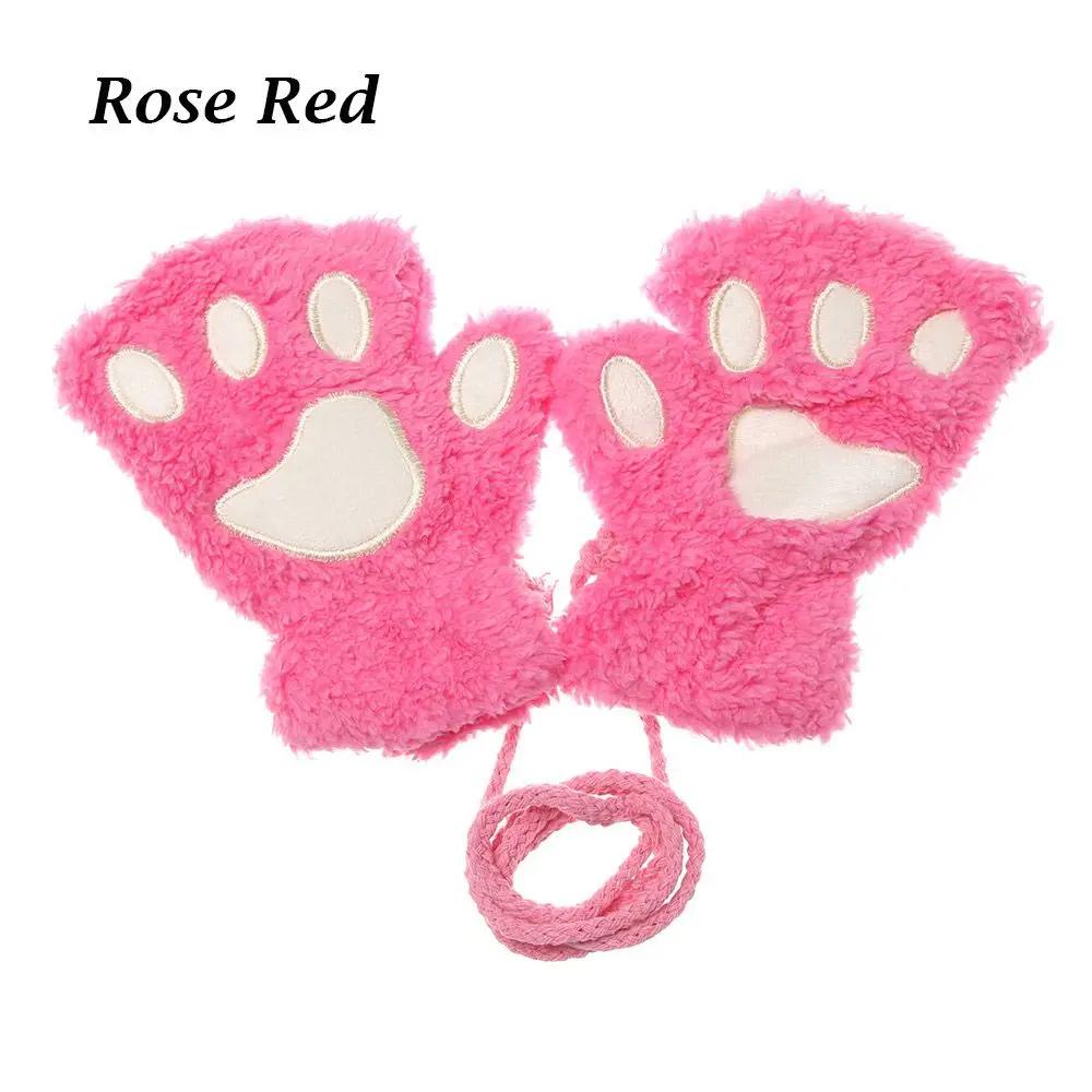 

Children Cat Gloves Fashion Boys Girls Cat Claw Paw Mittens Warm Soft Short Fingerless Half Finger Winter Gloves розы красного