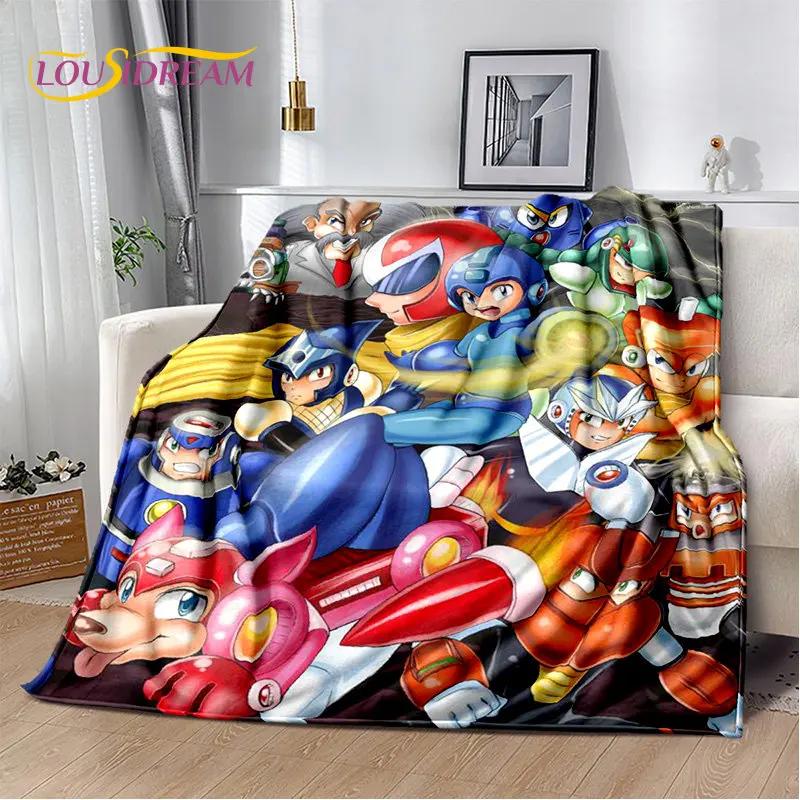 Rockman Megaman Game Cartoon Soft Plush Blanket,Flannel Blanket Throw Blanket for Living Room Bedroom Bed Sofa Picnic Cover Kids