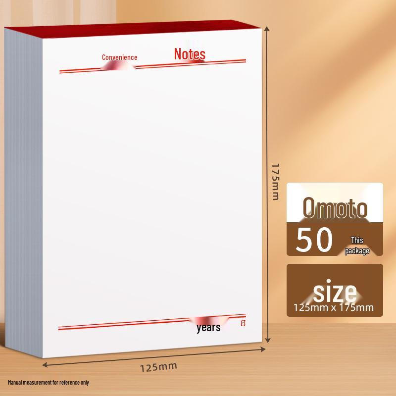 White Tearable Sticky Notes: Portable Non-Adhesive Large Notebook