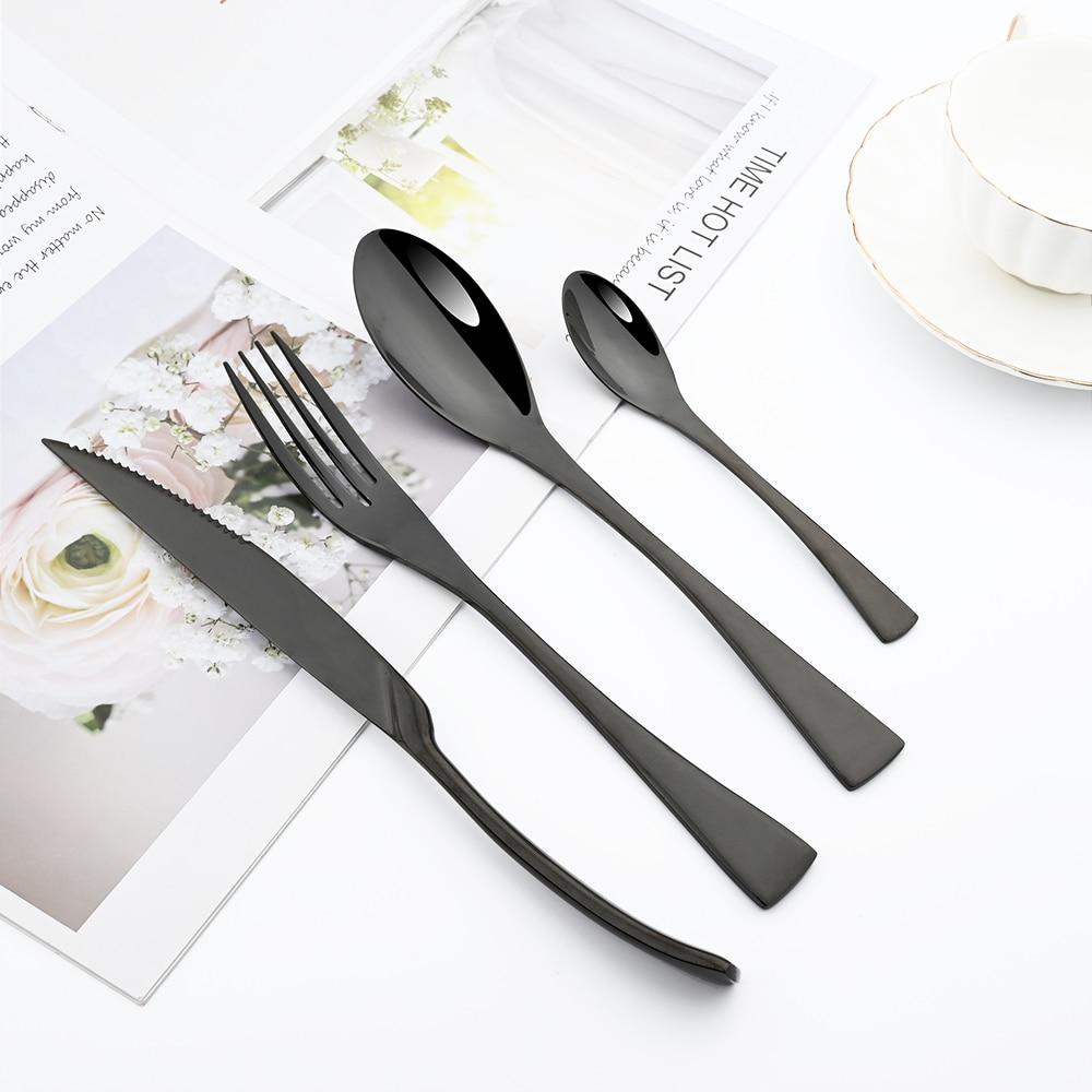 Zlaté 24 ks Zrcadlo 304 Nerezové příbory Kuchyňské Západní příbory Steak Kávový dezert Vintage Speciální vidlička nádobí