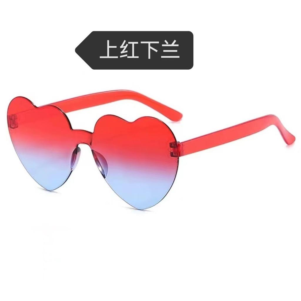 Peach Heart Sunglasses Love Glasses Trend Frameless One-Piece Marine Film Dazzling Color Sunglasses