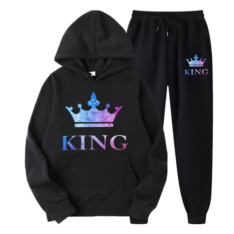 Pár mikin s kapucí set pánské dámské ležérní volné s dlouhým rukávem sportovní oblečení fleecová bunda tepláky trička s krátkým rukávem (pánské)