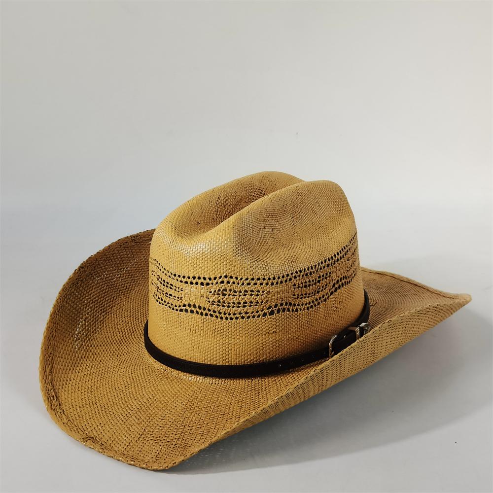 Cappello da cowboy in paglia rigida da uomo cappello da pascolo a tesa larga da donna cowboy tinta unita cappello da sole estivo confezione in scatola sombrero vaquero hombre
