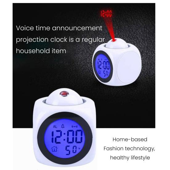 Projection Alarm Clock Digital Display Temperature Display Snooze Function USB/Battery