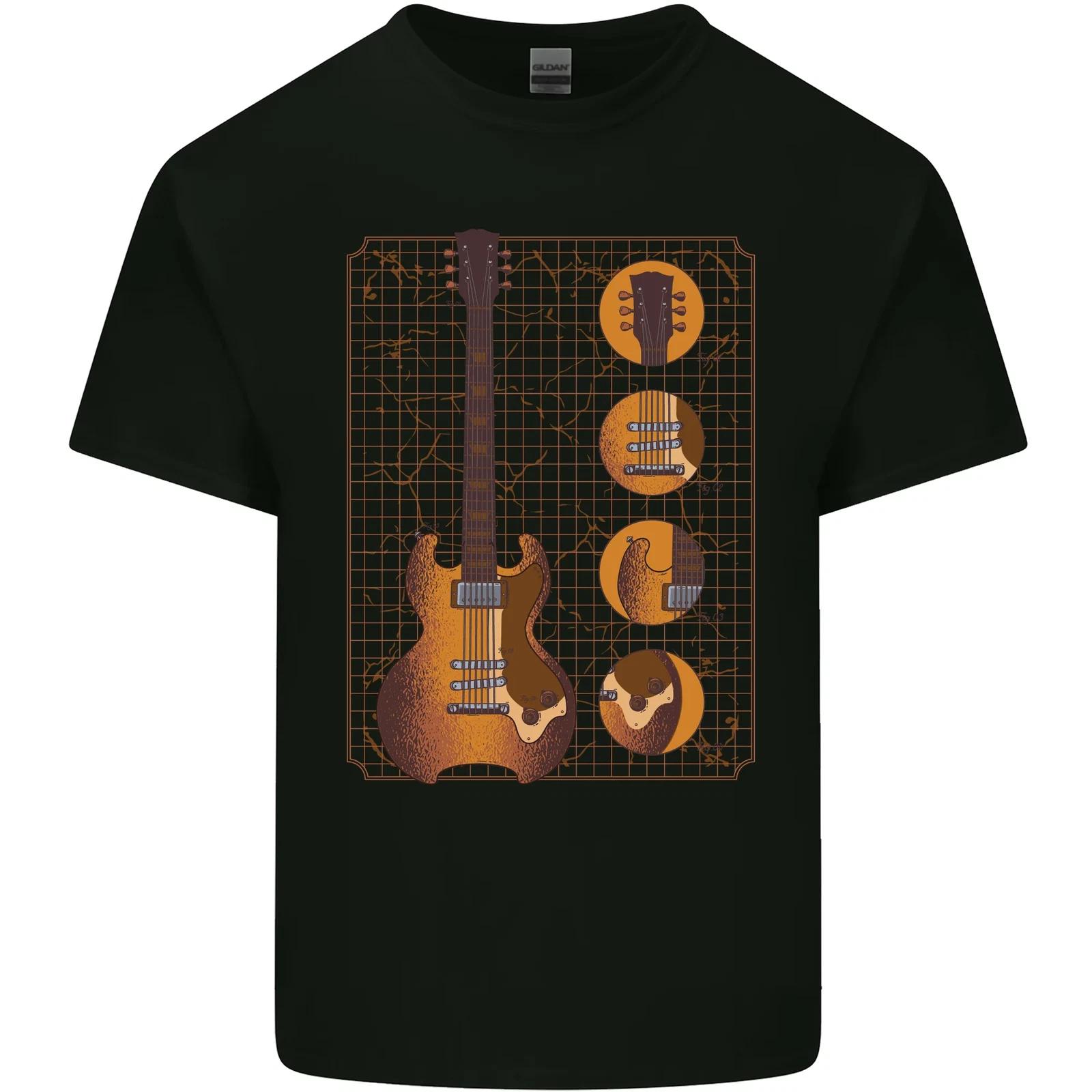A Guitar Blueprint Music Rock n Roll Guitarist Kids T-Shirt Childrens XL