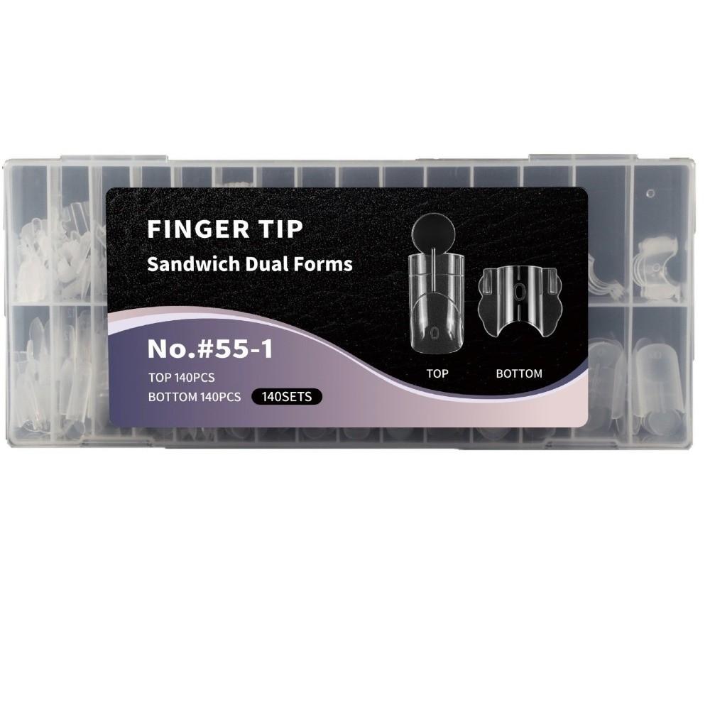 280pcs 14 Sizes Sandwich Dual Nail Forms Square Oval Transparent Nail Extension Forms Double-Layer Reusable