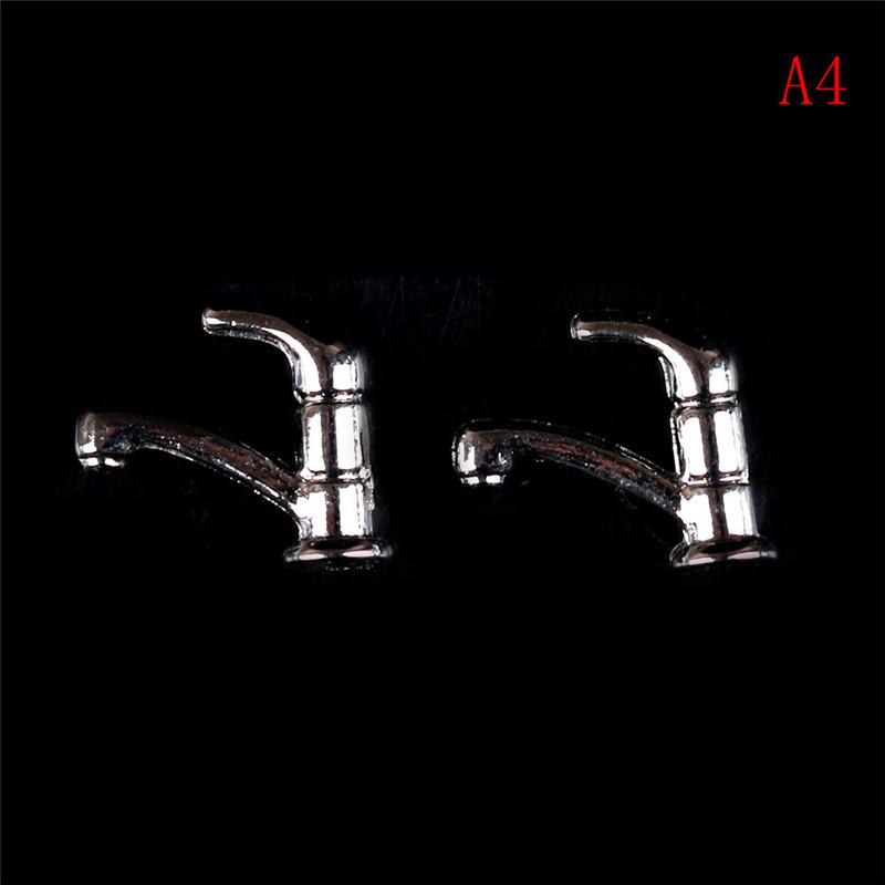 1/2/4/12PCS 1:12 Miniature Metal/Plastics Water Tap Faucet Dollhouse Kitchen Bathroom Accessories Dollhouse Miniature Faucet Toy