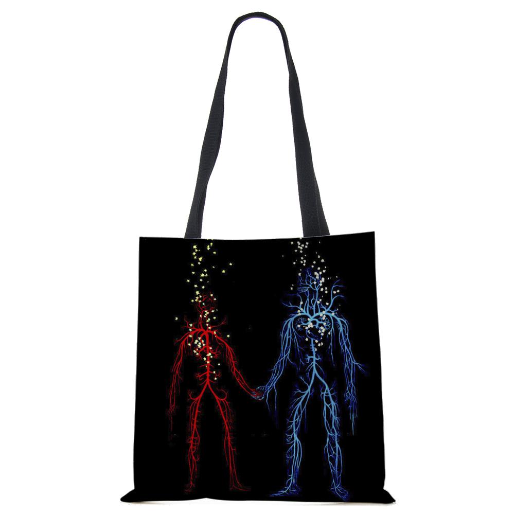 Painted Abstract Print Casual Shoulder Bag Women Shopping Reusable Tote Bag 2022 Harajuku Canvas Travel School Beach Handbag