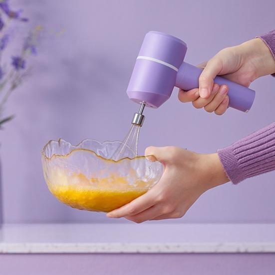 Electric Egg Beater Handheld Mixer USB-C Charging Cordless Whisk with Detachable Beaters 3 Speeds Modes Kitchen Tool for Baking Cooking