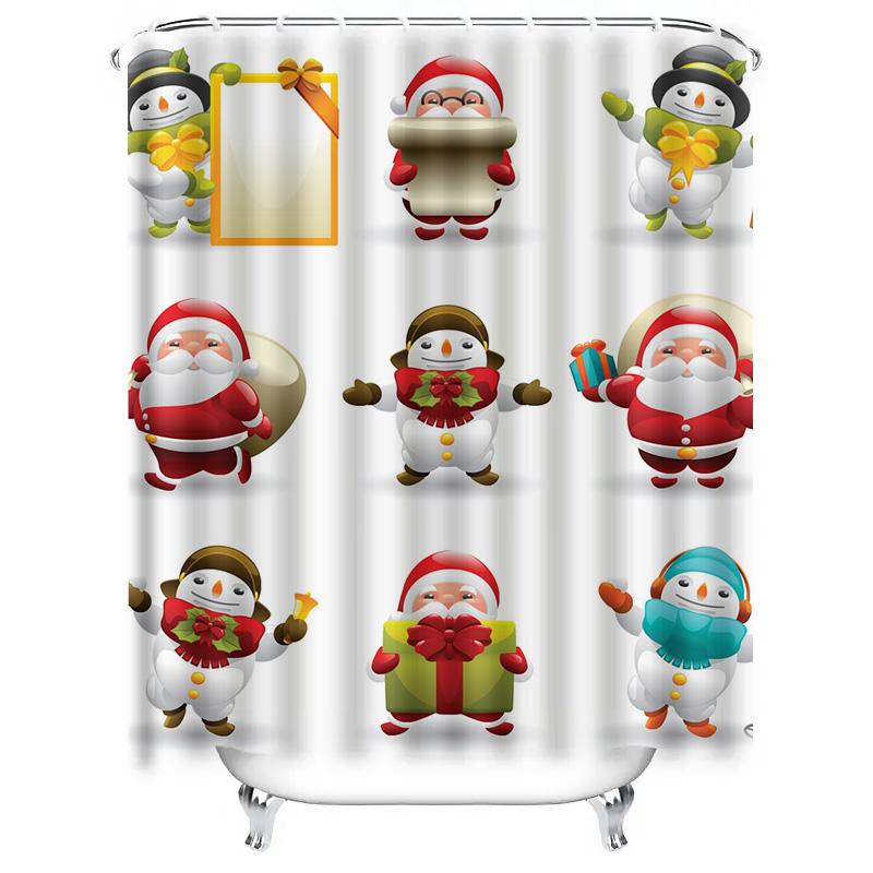 TU Winter Snowflake Shower Curtain Cute Penguin Christmas Holiday Bathroom Decor Set Waterproof Festive Home Textile