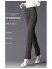 High-Waisted Wool Plaid Slimming Pants for Autumn/Winter 2024 - Straight-Leg, Slim-Fit, Casual Wear for Middle-Aged Women.