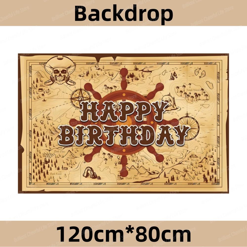 Caribbean Pirates Birthday Decorations Paper Plate Cup Napkins Banner Tablecloth For Kids Boys Baby Shower Pirate Party Supplies