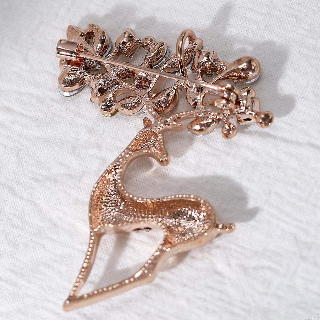 Christmas Crystal Brooch Brooch Atmospheric Clothing Accessories Animal Deer Creative Fashion Trendy Personality Pin