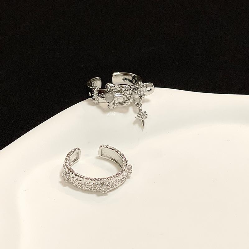 Four-Pointed Star Ring Set, Female Niche Design, Cold Wind, Irregular Personality, Advanced Sense Index Finger Open Ring