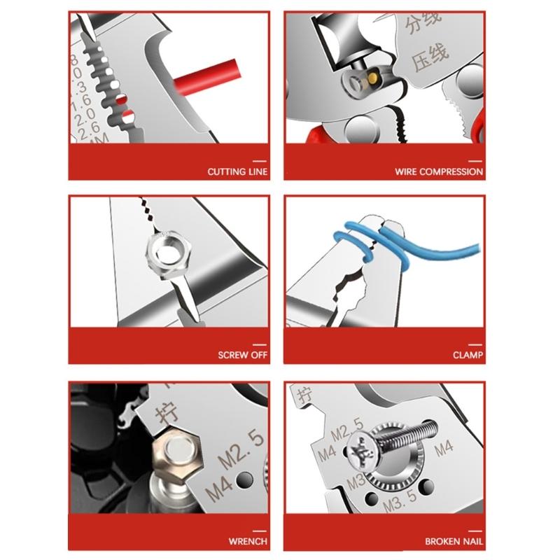 Foldable Wire Stripping Pliers with Electricity Measurement Electrician Plier 16-in-1 Multifunctional Wire Stripping