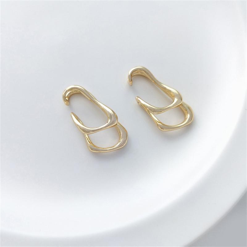 Punk Metal Double Layer Ear Cuff Ear Clip Women Non Pierced Geometric Lines Earrings Wrap Ear Cuff Clips Trendy Jewelry Party