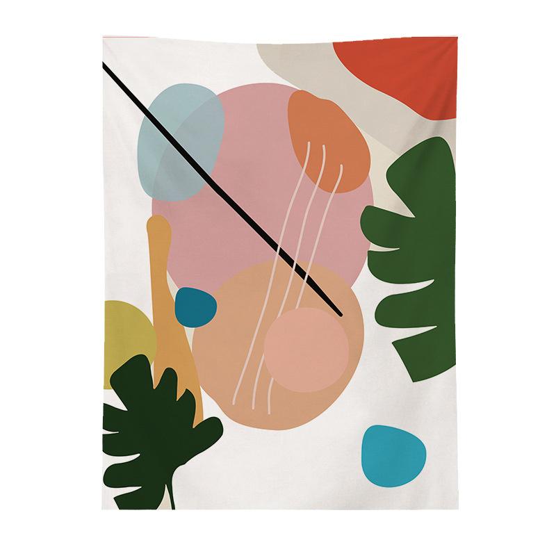 Geometric Color Block Printing Tapestry Rainbow Color Leaves Flowers Tapestry Landscape Tapestry