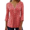 2025 Autumn European & American V-neck Print Long Sleeve Women's Blouse