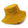 Solid color washed rough edge bucket hat foldable soft top basin hat ladies beach sun hat fashionable versatile beach hat