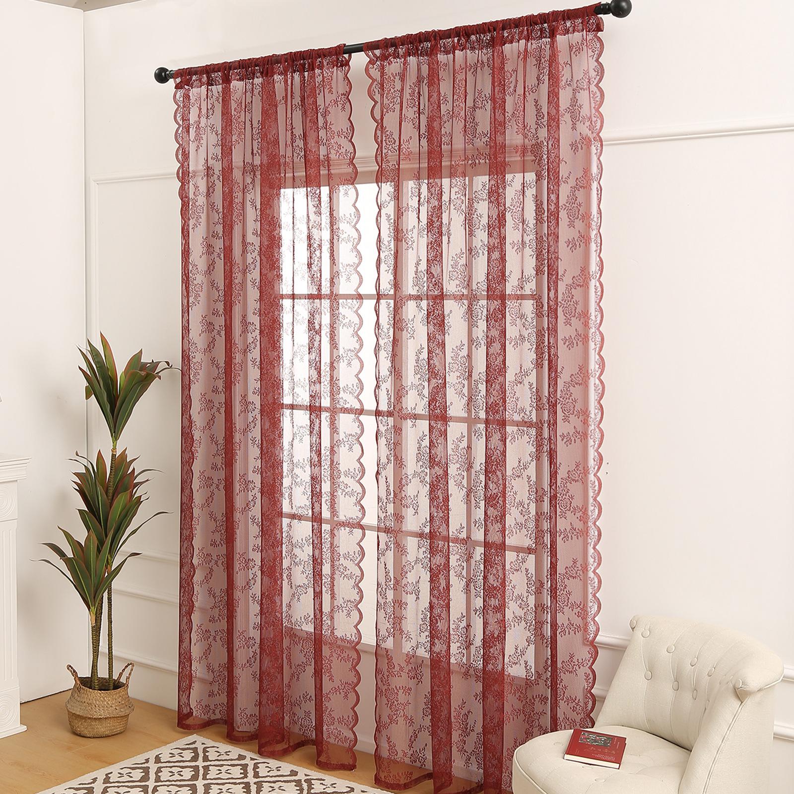 

Современная простая маленькая роза через стержень оконный экран из французского полиэфирного волокна прозрачная занавеска подходит для гостиной спальни эркер 100*150