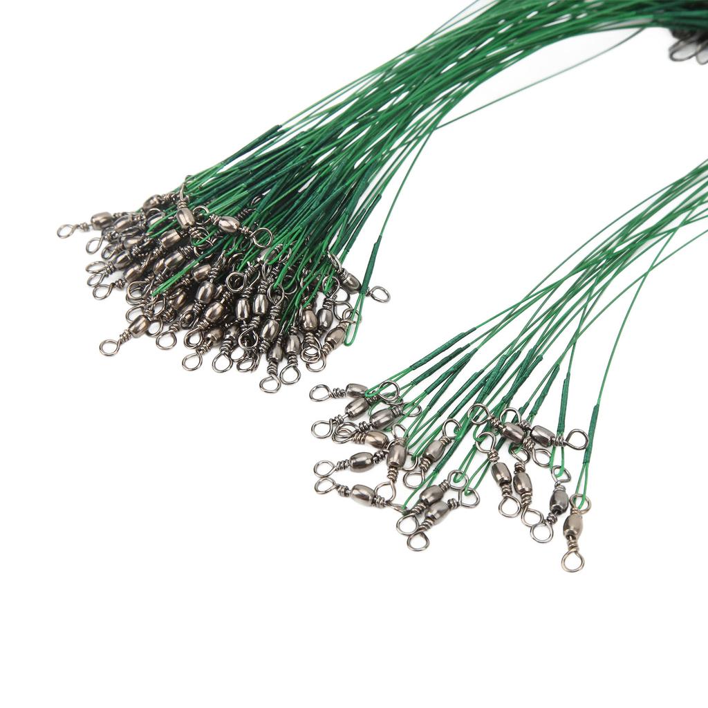 100PCS Fishing Leader Swivels Snap Anti Corroison Hard Steel Wire Leader for Saltwater 15cm / 5.9in