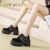 Love Ycodo Women's Fashion Casual Leather Shoes Super Thick Sole Waterproof Table Simple Comfortable Spring Summer Autumn Girl Fashion Casual Shoes
