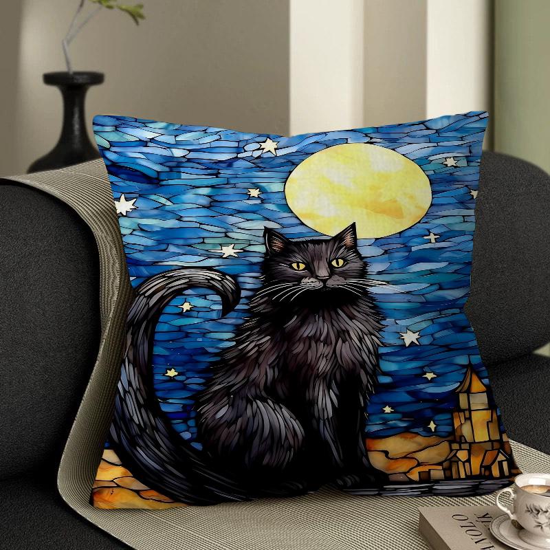 Monet Black Cat Van Gogh Sunflowers Pillowcases Home Bedding Decorative Pillow Cover Wedding Super Soft Pillow Case