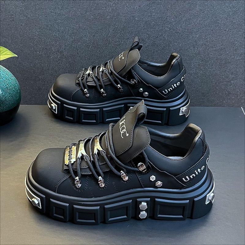 Fashion Men's Fashion Platform Sneakers Men Punk Muffin Shoes Male European Style Designer Leather Shoes Outdoor Trendy Cool Model Shoes