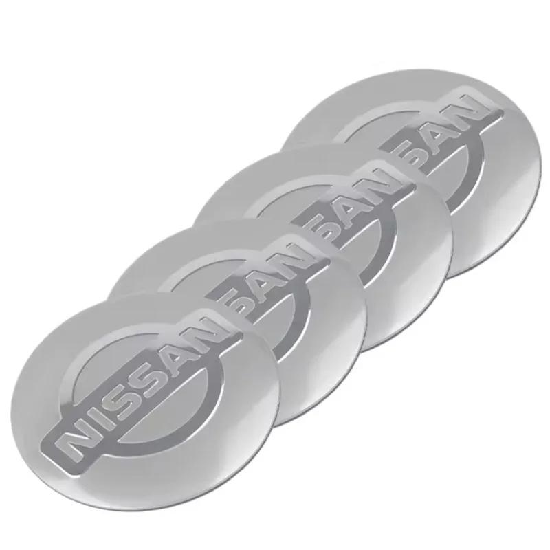 CNENFU1 4Pcs/Set Car Styling Aluminum Metal Wheel Center Hub Caps Badge Sticker For Nissan X-trail RogueQashqai Sport RogueAltima Versa