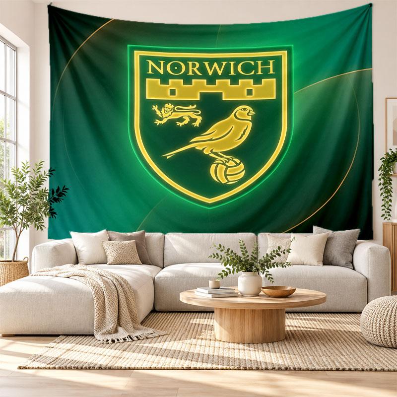 Norwich City Football Wall Tapestry, Soft Fabric Wall Hanging, Decorative Backdrop For Bedroom Home Wall Art