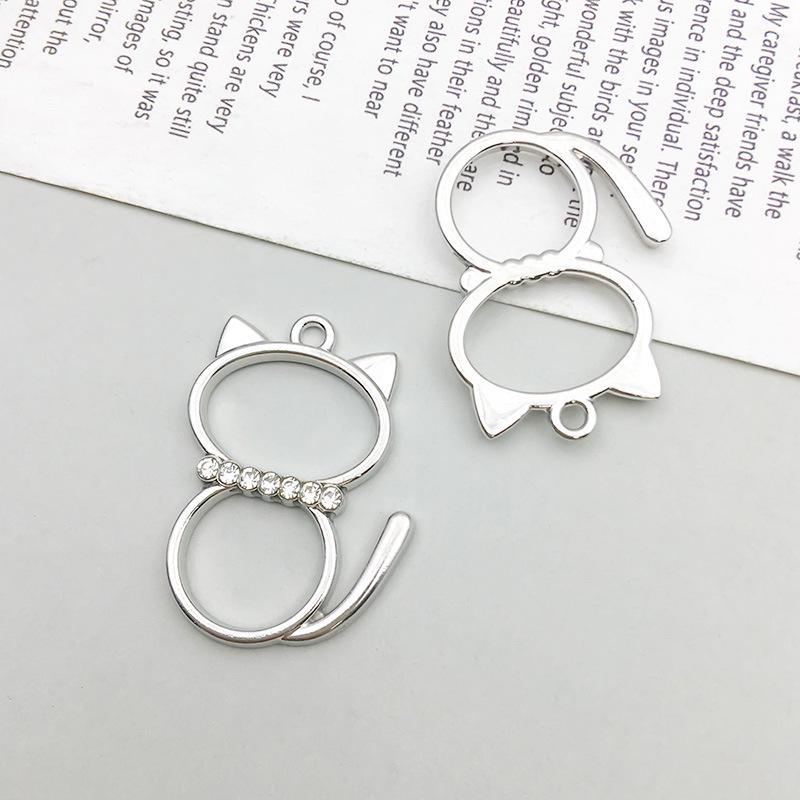 

New Alloy Rhinestone Cat Pendant Charm for DIY Jewelry