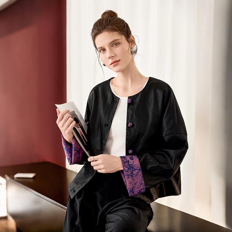 

Женская куртка в стиле ретро в китайском стиле с цветными блоками L