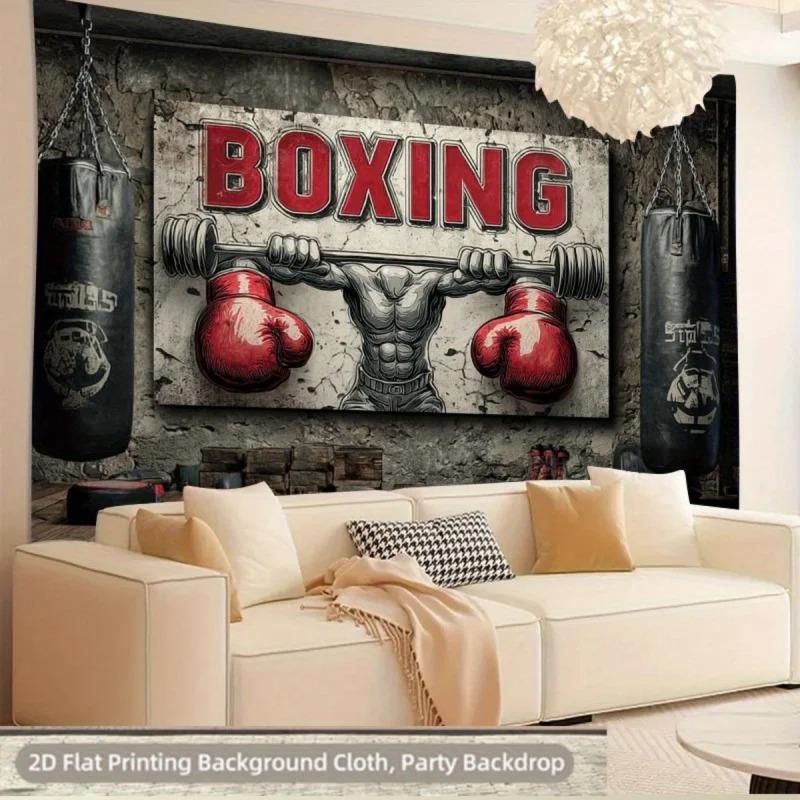 Oxing Gym Fitness Tapestry 2D Flat Printed Peach Skin Wall Hanging Workout Room Decor Background Cloth For Man Cave Bedroom