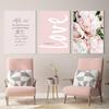 Nordic Modern Fashion Pink Flower Quote Picture Canvas Painting Wall Art Poster and Print Home Decor For Living Room Wall Design