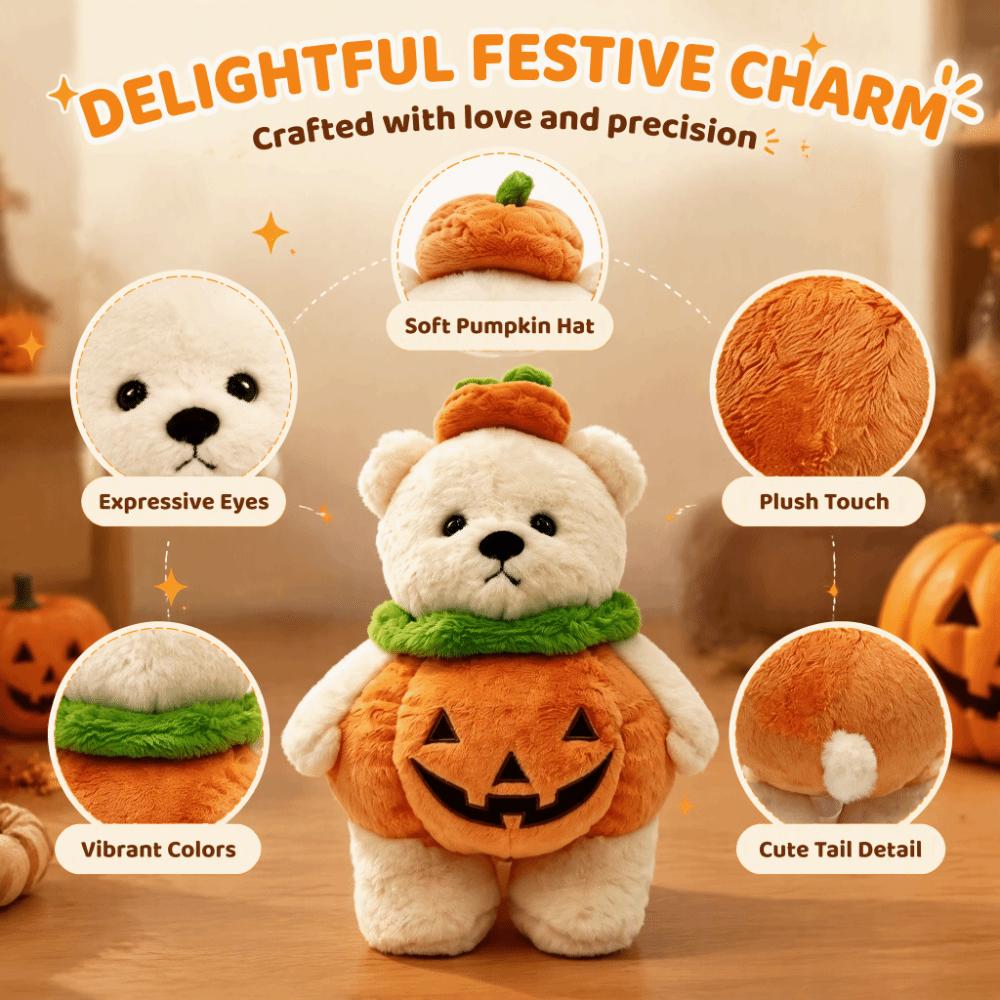 Super Soft Pumpkin Bear Plush Toy Pumpkin Fur Stuffed Animal Plush Pillow Plush Toy  Christmas