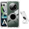 Case - E.F.CONNECTION - For Xiaomi Redmi A3 - Shockproof - Transparent Silicone - Silver Octagonal Stand