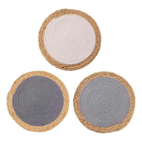 Handwoven Coaster Heat-Resistant Round Placemats Natural Non-Slip Coaster Eco-Friendly Table Decor for Home Kitchen Dining