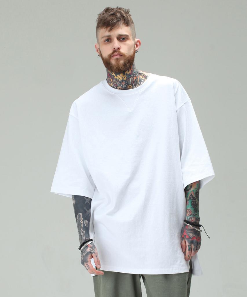 HALBKREIS LAYOUT Oversized Round Short Sleeve T-Shirt Ta-108_Wh
