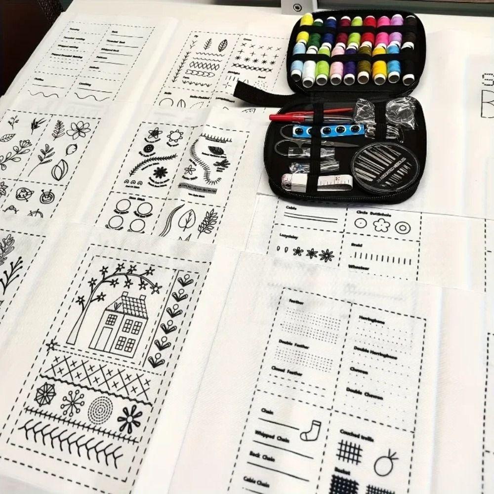 86Pcs/Set 106 Patterns Embroidery Stitch Book Kit Linen Felting Sample Page Embroidery Sewing Book Handmade Needlework